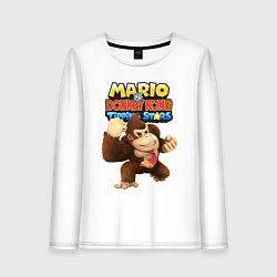 Лонгслив хлопковый женский Mario Donkey Kong Nintendo Gorilla, цвет: белый