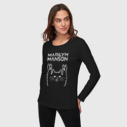Лонгслив хлопковый женский Marilyn Manson Рок кот, цвет: черный — фото 2