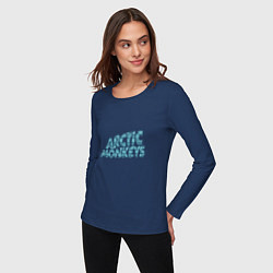 Лонгслив хлопковый женский Надпись Arctic Monkeys, цвет: тёмно-синий — фото 2