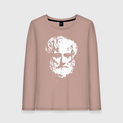 Лонгслив хлопковый женский Аристотель портрет, цвет: пыльно-розовый