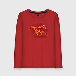 Лонгслив хлопковый женский Fire horse огненная лошадь, цвет: красный