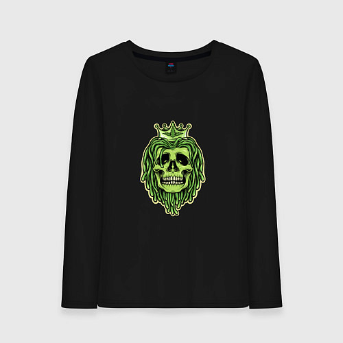 Женский лонгслив Green Skull / Черный – фото 1