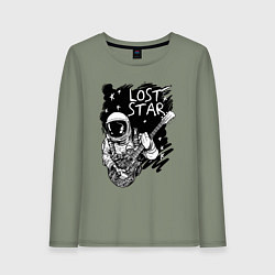 Лонгслив хлопковый женский Lost stars Space music, цвет: авокадо