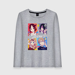 Лонгслив хлопковый женский Госпожа Кагуя: В любви как на войне Love is War, цвет: меланж