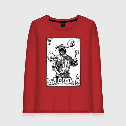 Женский лонгслив Joker Skull Card / Красный – фото 1