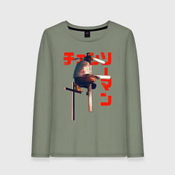 Женский лонгслив Человек-бензопила на кресте