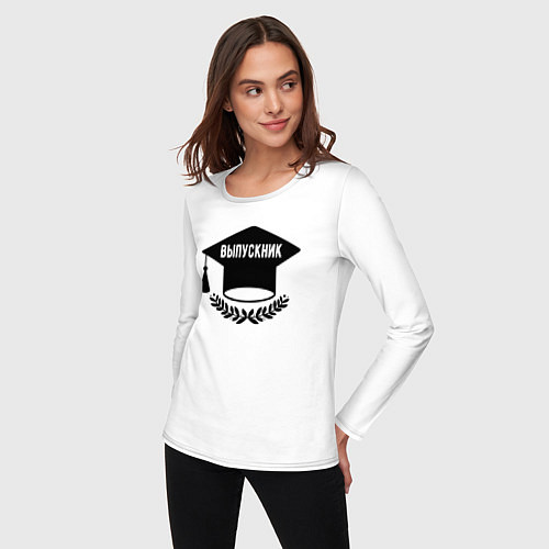 Женский лонгслив Выпускник! / Белый – фото 3