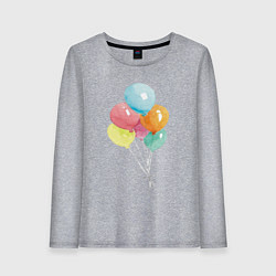 Лонгслив хлопковый женский Акварельные воздушные шары, цвет: меланж