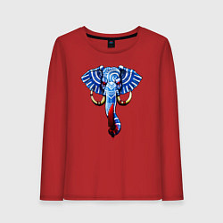 Лонгслив хлопковый женский Слон с тесаком, цвет: красный