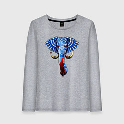 Лонгслив хлопковый женский Слон с тесаком, цвет: меланж