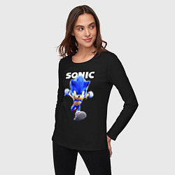 Лонгслив хлопковый женский Sonic the Hedgehog 2, цвет: черный — фото 2