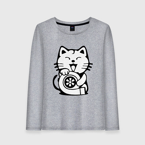 Женский лонгслив JDM Cat & Engine Japan / Меланж – фото 1