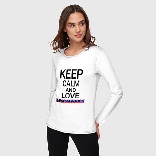 Женский лонгслив Keep calm Lesozavodsk Лесозаводск / Белый – фото 3