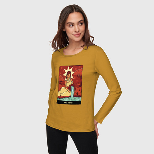 Женский лонгслив Звезда карта Таро The Star Tarot Card / Горчичный – фото 3