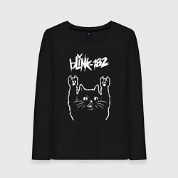 Лонгслив хлопковый женский Blink 182 Рок кот, цвет: черный
