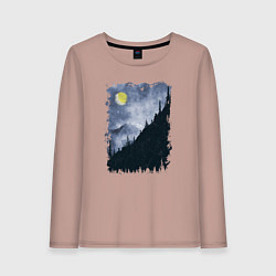 Лонгслив хлопковый женский Медведи на склоне, цвет: пыльно-розовый