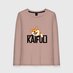Лонгслив хлопковый женский Kaifuli shiba inu, цвет: пыльно-розовый