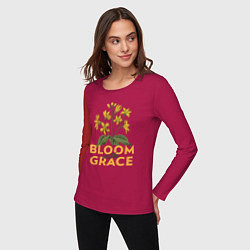 Лонгслив хлопковый женский Bloom with grace, цвет: маджента — фото 2