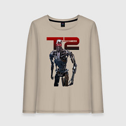 Лонгслив хлопковый женский Terminator 2 - T800, цвет: миндальный
