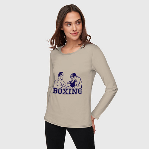 Женский лонгслив Бокс Boxing is cool / Миндальный – фото 3