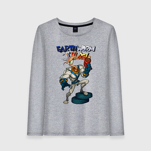 Женский лонгслив Earth worm - Jim / Меланж – фото 1