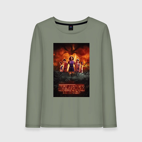 Женский лонгслив Очень странные дела, персонажи / Авокадо – фото 1