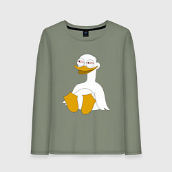 Лонгслив хлопковый женский Два весёлых гуся БЕЛЫЙ, цвет: авокадо