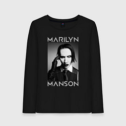 Лонгслив хлопковый женский Marilyn Manson фото, цвет: черный