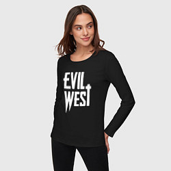 Лонгслив хлопковый женский Evil west logo, цвет: черный — фото 2