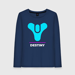 Лонгслив хлопковый женский Символ Destiny в неоновых цветах, цвет: тёмно-синий