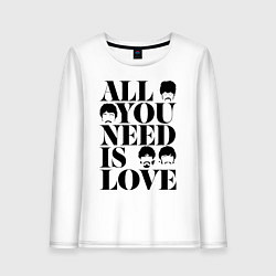 Лонгслив хлопковый женский ALL YOU NEED IS LOVE THE BEATLES, цвет: белый