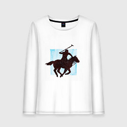Лонгслив хлопковый женский Конный Спорт Поло, цвет: белый