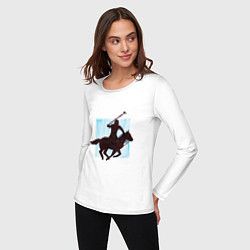 Лонгслив хлопковый женский Конный Спорт Поло, цвет: белый — фото 2