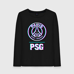 Лонгслив хлопковый женский PSG FC в стиле Glitch, цвет: черный
