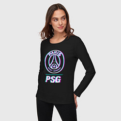 Лонгслив хлопковый женский PSG FC в стиле Glitch, цвет: черный — фото 2