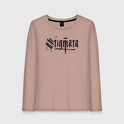 Лонгслив хлопковый женский Stigmata логотип, цвет: пыльно-розовый