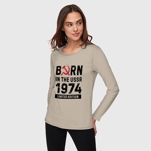 Женский лонгслив Born In The USSR 1974 Limited Edition / Миндальный – фото 3