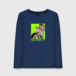 Лонгслив хлопковый женский Джо и Сатио Megalo Box, цвет: тёмно-синий