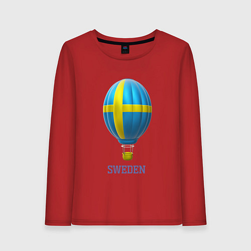 Женский лонгслив 3d aerostat Sweden flag / Красный – фото 1