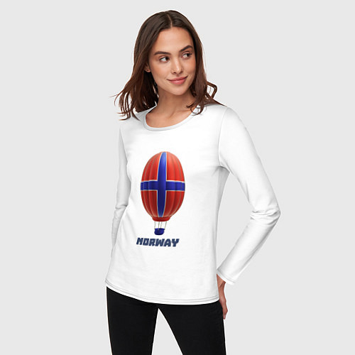 Женский лонгслив 3d aerostat Norway flag / Белый – фото 3