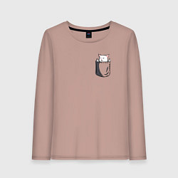 Женский лонгслив Карманный кот мем