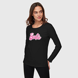 Лонгслив хлопковый женский Barbie logo, цвет: черный — фото 2