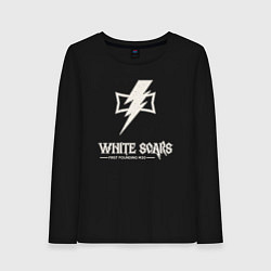 Лонгслив хлопковый женский Белые шрамы лого винтаж, цвет: черный