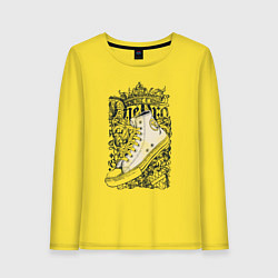 Лонгслив хлопковый женский Граффити кед, цвет: желтый
