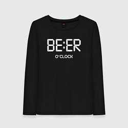 Лонгслив хлопковый женский Beer oclock Пивной час, цвет: черный