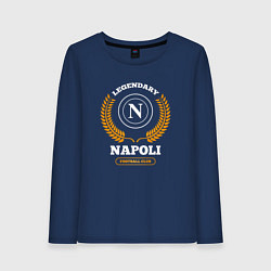 Лонгслив хлопковый женский Лого Napoli и надпись Legendary Football Club, цвет: тёмно-синий