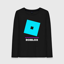 Лонгслив хлопковый женский Символ Roblox в неоновых цветах, цвет: черный