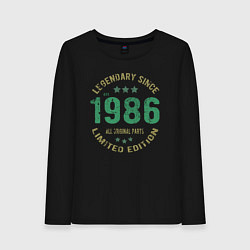 Лонгслив хлопковый женский Легенда с 1986 года, цвет: черный