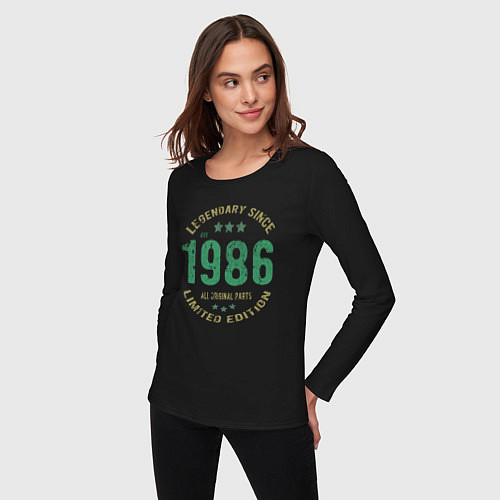 Женский лонгслив Легенда с 1986 года / Черный – фото 3