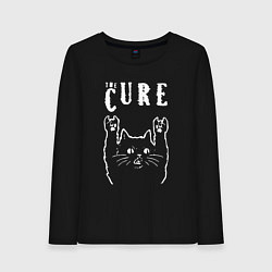 Лонгслив хлопковый женский The Cure рок кот, цвет: черный